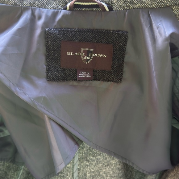 Men's Black Brown 1826 Fuzzy Gray Blazer Wool Blend Elbow Pads Sport Coat XXL - Picture 2 of 9